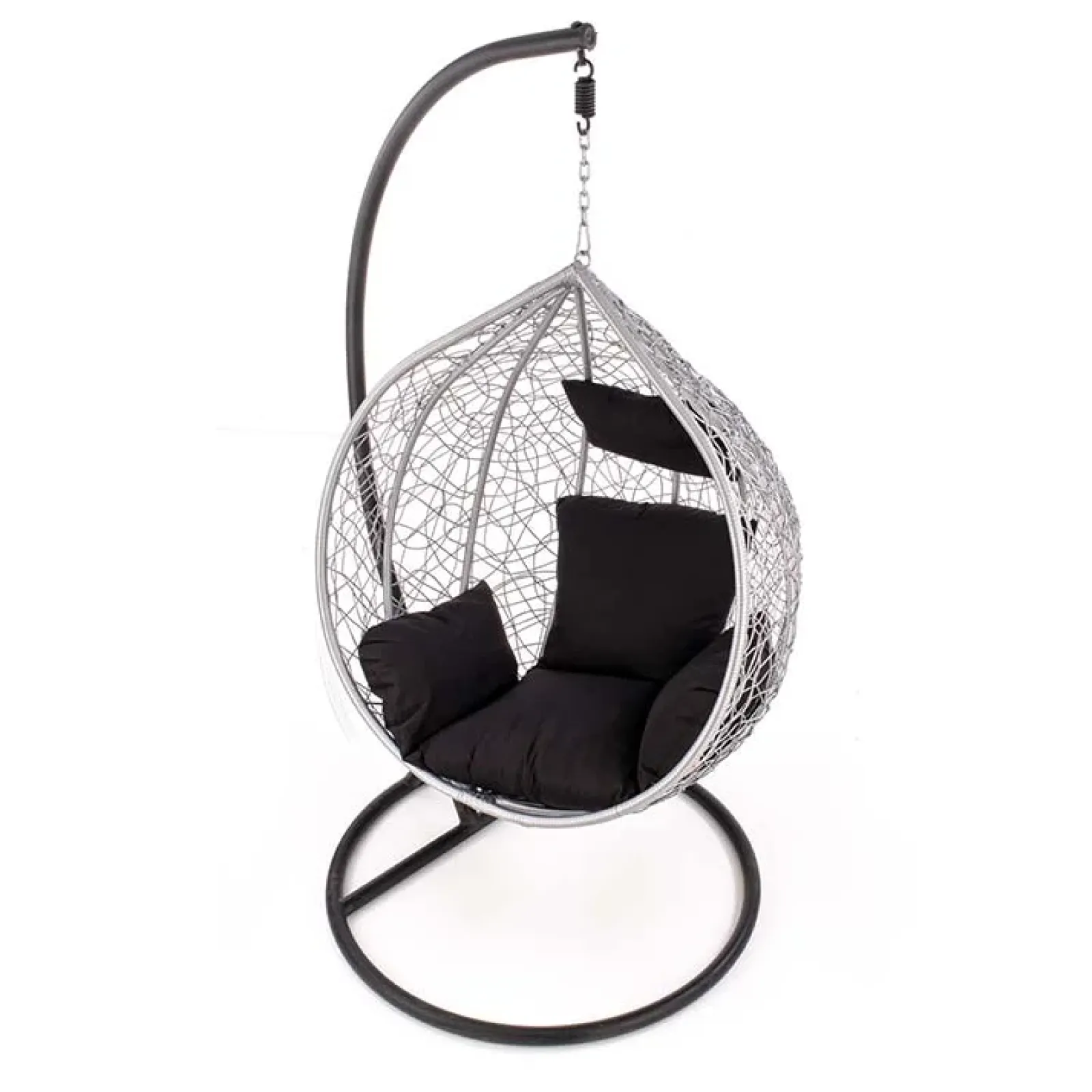 Garnero Arredamenti Dondoli Da Giardino|Poltrone Da Giardino-Poltrona da giardino a dondolo sospesa rattan grigio Seychelles