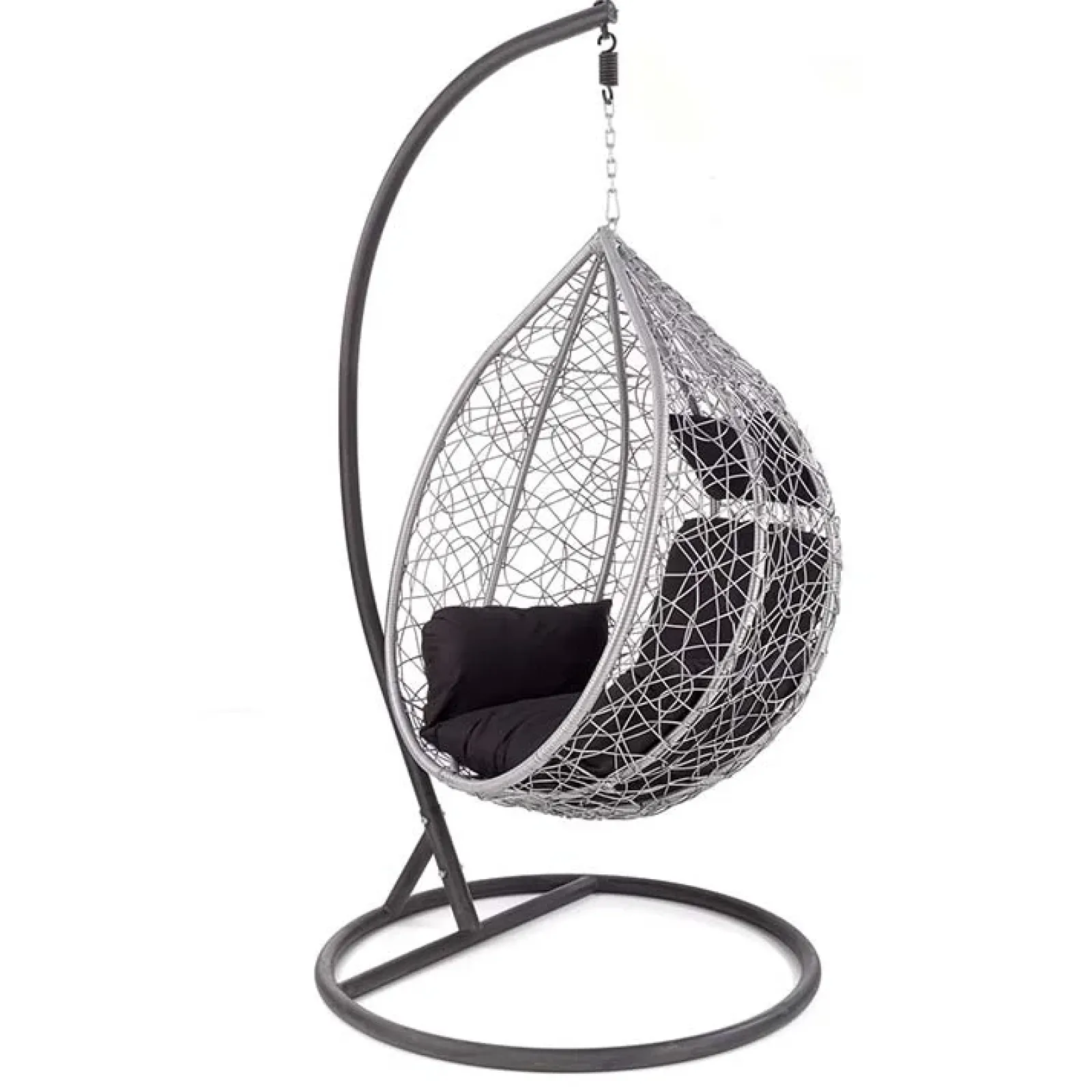Garnero Arredamenti Dondoli Da Giardino|Poltrone Da Giardino-Poltrona da giardino a dondolo sospesa rattan grigio Seychelles