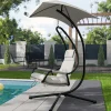 Garnero Arredamenti Dondoli Da Giardino|Poltrone Da Giardino-Poltrona da giardino a dondolo sospesa 103x212h cm nero grigio Onda