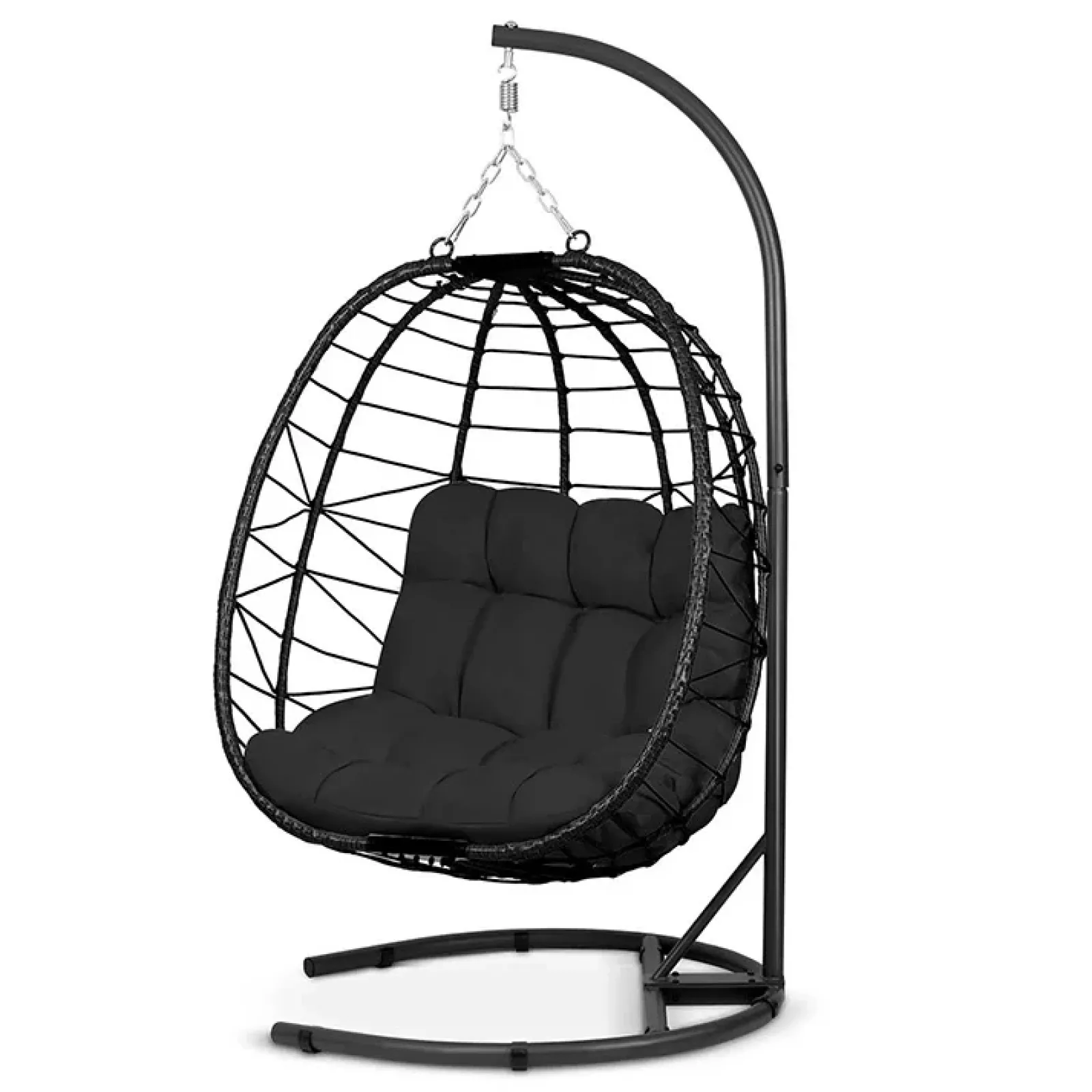 Garnero Arredamenti Dondoli Da Giardino|Poltrone Da Giardino-Poltrona da giardino a dondolo sospesa con cuscini Breeze Nero