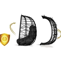 Garnero Arredamenti Dondoli Da Giardino|Poltrone Da Giardino-Poltrona da giardino a dondolo sospesa con cuscini Breeze Nero