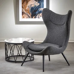 Garnero Arredamenti Poltrone Design|Poltrone Relax-Poltrona da salotto imbottita in tessuto antracite nero Canova