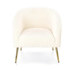 Garnero Arredamenti Poltrone Design|Poltrone Relax-Poltrona da salotto in tessuto panna e acciaio oro Camel