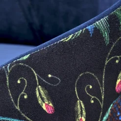 Garnero Arredamenti Sedie In Tessuto|Poltrone Design-Poltrona da salotto in velluto con grafica Avarua Blu