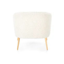 Garnero Arredamenti Poltrone Design|Poltrone Sala D'attesa-Poltrona design a pozzetto tessuto bouclè bianco crema legno Alaska