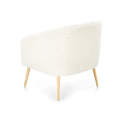 Garnero Arredamenti Poltrone Design|Poltrone Sala D'attesa-Poltrona design a pozzetto tessuto bouclè bianco crema legno Alaska