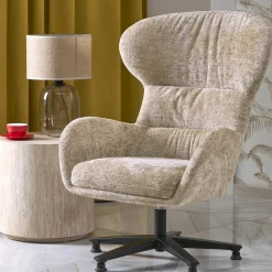 Garnero Arredamenti Poltrone Design|Poltrone Relax-Poltrona design girevole imbottita in tessuto Mappy Beige