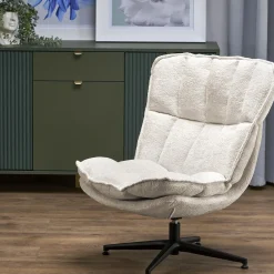 Garnero Arredamenti Poltrone Design|Poltrone Relax-Poltrona design girevole imbottita in tessuto panna nero Montana