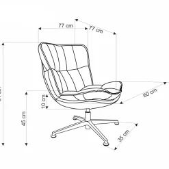 Garnero Arredamenti Poltrone Design|Poltrone Relax-Poltrona design girevole imbottita in tessuto panna nero Montana