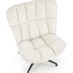 Garnero Arredamenti Poltrone Design|Poltrone Relax-Poltrona design girevole imbottita in tessuto panna nero Montana