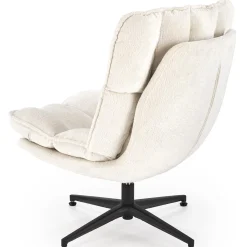 Garnero Arredamenti Poltrone Design|Poltrone Relax-Poltrona design girevole imbottita in tessuto panna nero Montana