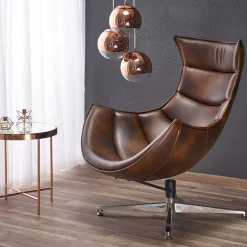 Garnero Arredamenti Poltrone Design|Poltroncine Imbottite-Poltrona design imbottita ecopelle vintage Isotta Marrone