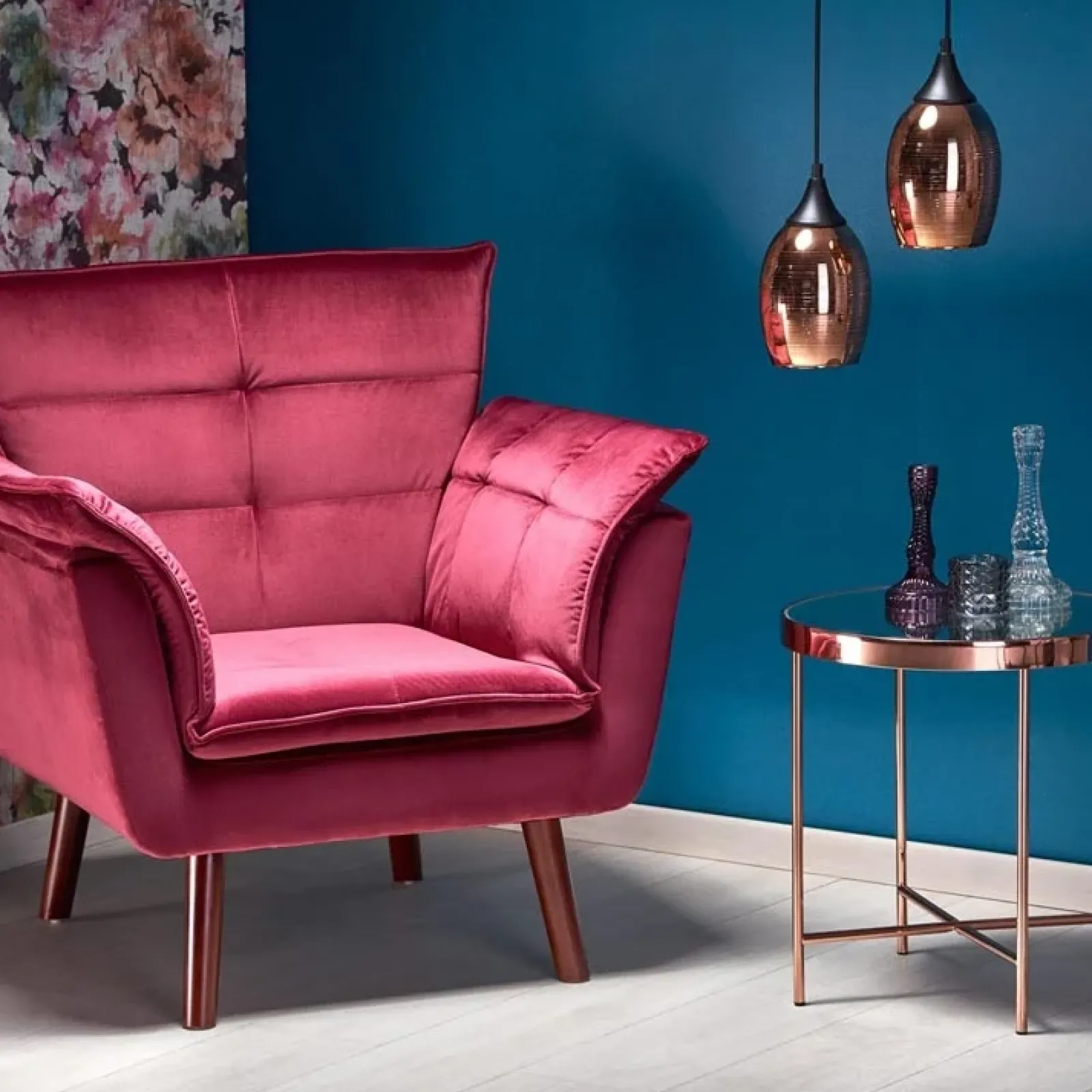 Garnero Arredamenti Poltrone Design|Poltroncine Imbottite-Poltrona design imbottita bordeaux Eugenia Gihome®