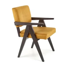 Garnero Arredamenti Poltrone Design|Poltrone Sala D'attesa-Poltrona design legno velluto giallo senape Lugano