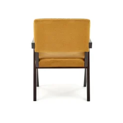 Garnero Arredamenti Poltrone Design|Poltrone Sala D'attesa-Poltrona design legno velluto giallo senape Lugano