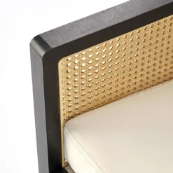 Garnero Arredamenti Poltrone Design-Poltrona design soggiorno in rattan naturale beige nero Niceto