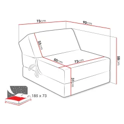 Garnero Arredamenti Poltrone Relax|Poltroncine Imbottite-Poltrona divano letto pieghevole 90cm velluto a coste grigio Lorin Velluto Poso Grigio