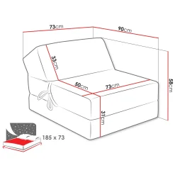 Garnero Arredamenti Poltrone Relax|Poltroncine Imbottite-Poltrona divano letto pieghevole 90 cm velluto a coste beige Lorin Velluto Poso Beige