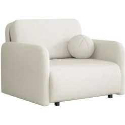 Garnero Arredamenti Divani Letto|Divani Letto-Poltrona divano letto 100x103 cm con contenitore e cuscino tessuto velo panna Reposa Tessuto Velo Bianco