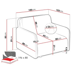 Garnero Arredamenti Divani Letto|Divani Letto-Poltrona divano letto 100x103 cm con contenitore e cuscino tessuto velo panna Reposa Tessuto Velo Bianco