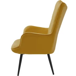 Garnero Arredamenti Poltroncine Imbottite-Poltrona imbottita con poggiapiedi in velluto giallo Siena Senape