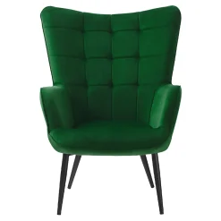 Garnero Arredamenti Poltroncine Imbottite-Poltrona imbottita con poggiapiedi in velluto Siena Verde