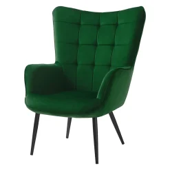 Garnero Arredamenti Poltroncine Imbottite-Poltrona imbottita con poggiapiedi in velluto Siena Verde