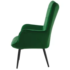 Garnero Arredamenti Poltroncine Imbottite-Poltrona imbottita con poggiapiedi in velluto Siena Verde