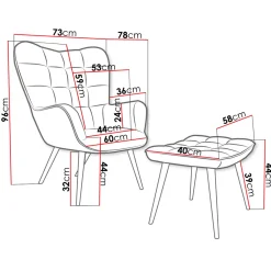 Garnero Arredamenti Poltroncine Imbottite-Poltrona imbottita con poggiapiedi in velluto Siena Verde