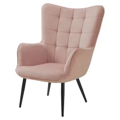 Garnero Arredamenti Poltroncine Imbottite-Poltrona imbottita con poggiapiedi in velluto Siena Rosa