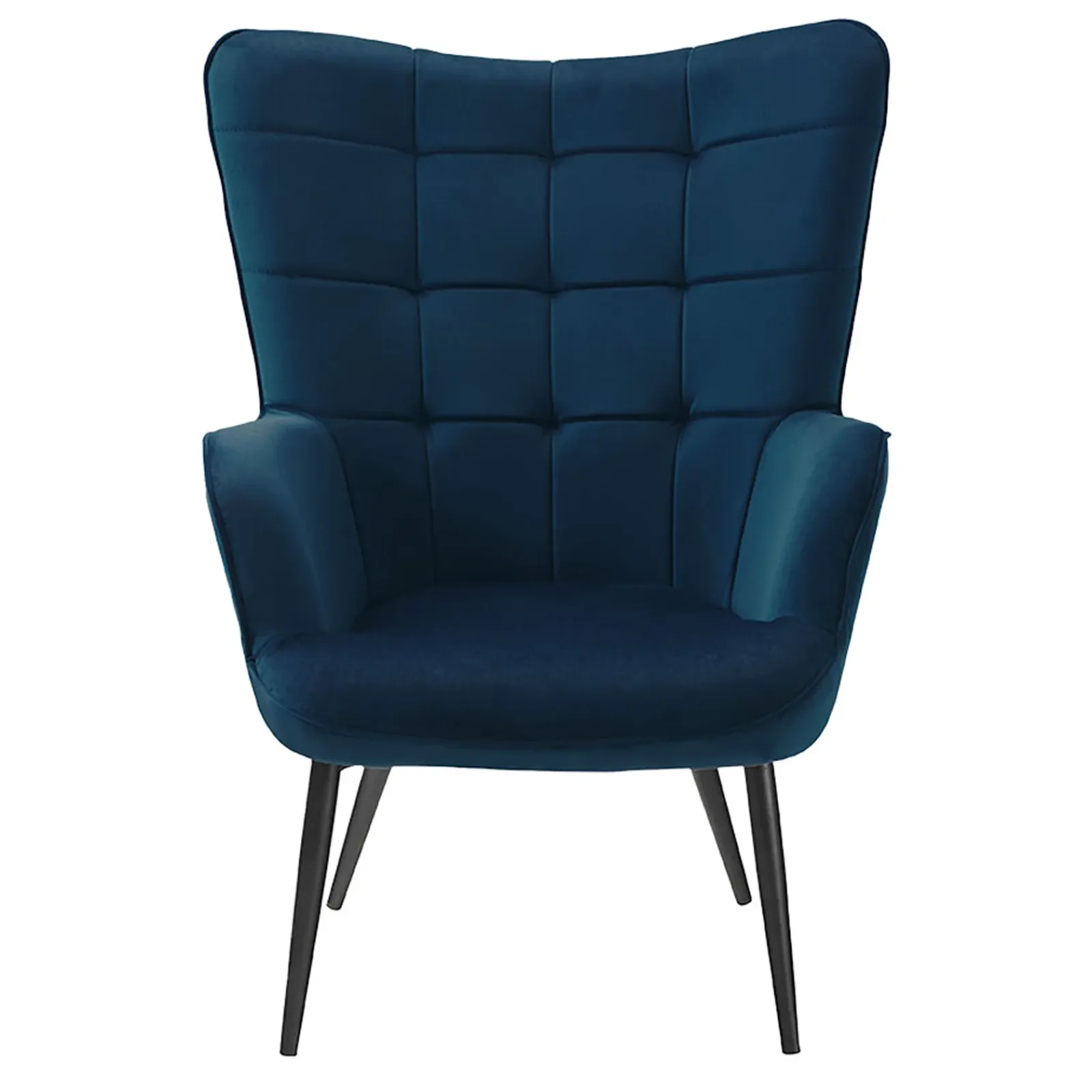 Garnero Arredamenti Poltroncine Imbottite-Poltrona imbottita con poggiapiedi in velluto Siena Blu