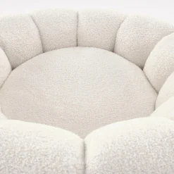 Garnero Arredamenti Poltroncine Imbottite-Poltrona imbottita in tessuto bouclé design moderno color Coccoluna Crema