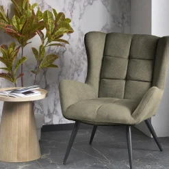 Garnero Arredamenti Poltrone Relax|Poltroncine Imbottite-Poltrona imbottita in tessuto oliva nero Snooz Verde