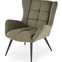 Garnero Arredamenti Poltrone Relax|Poltroncine Imbottite-Poltrona imbottita in tessuto oliva nero Snooz Verde