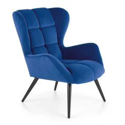 Garnero Arredamenti Poltrone Design|Poltrone Relax-Poltrona imbottita in tessuto velluto nero Polly Blu