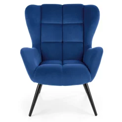 Garnero Arredamenti Poltrone Design|Poltrone Relax-Poltrona imbottita in tessuto velluto nero Polly Blu