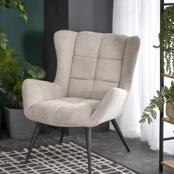 Garnero Arredamenti Poltrone Relax|Poltroncine Imbottite-Poltrona imbottita in tessuto nero Snooz Beige