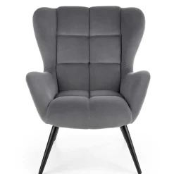 Garnero Arredamenti Poltroncine Imbottite-Poltrona imbottita in tessuto velluto nero Polly Grigio