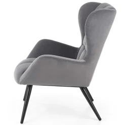 Garnero Arredamenti Poltroncine Imbottite-Poltrona imbottita in tessuto velluto nero Polly Grigio