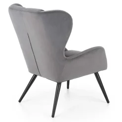 Garnero Arredamenti Poltroncine Imbottite-Poltrona imbottita in tessuto velluto nero Polly Grigio