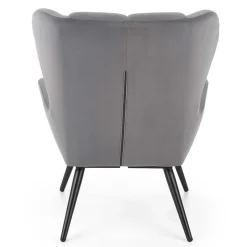 Garnero Arredamenti Poltroncine Imbottite-Poltrona imbottita in tessuto velluto nero Polly Grigio