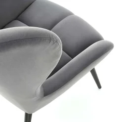 Garnero Arredamenti Poltroncine Imbottite-Poltrona imbottita in tessuto velluto nero Polly Grigio