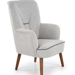 Garnero Arredamenti Poltrone Design|Poltroncine Imbottite-Poltrona imbottita in tessuto gambe in noce grigio Romina