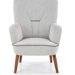 Garnero Arredamenti Poltrone Design|Poltroncine Imbottite-Poltrona imbottita in tessuto gambe in noce grigio Romina