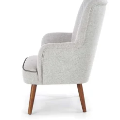 Garnero Arredamenti Poltrone Design|Poltroncine Imbottite-Poltrona imbottita in tessuto gambe in noce grigio Romina