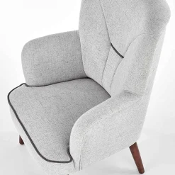 Garnero Arredamenti Poltrone Design|Poltroncine Imbottite-Poltrona imbottita in tessuto gambe in noce grigio Romina