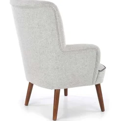 Garnero Arredamenti Poltrone Design|Poltroncine Imbottite-Poltrona imbottita in tessuto gambe in noce grigio Romina