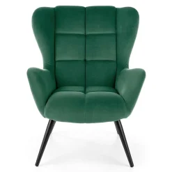 Garnero Arredamenti Poltroncine Imbottite-Poltrona imbottita in tessuto velluto scuro nero Polly Verde