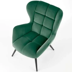 Garnero Arredamenti Poltroncine Imbottite-Poltrona imbottita in tessuto velluto scuro nero Polly Verde