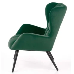 Garnero Arredamenti Poltroncine Imbottite-Poltrona imbottita in tessuto velluto scuro nero Polly Verde